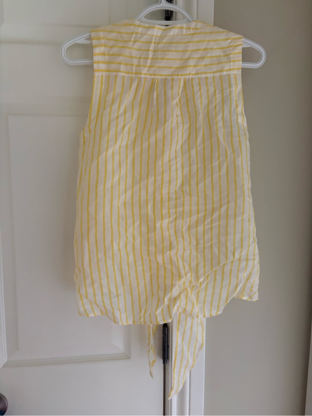 Anthropologie Maeve Yellow Stripe Tie-Front Blouse - Picture 5 of 5